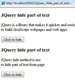 hide()function in JQuery