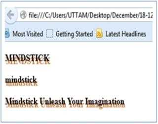 Text Transform and Text Shadow Property using CSS3