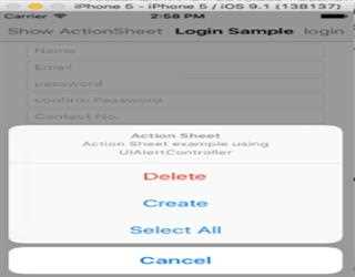 Create action sheet in iOS using UIAlertController in Objective-C
