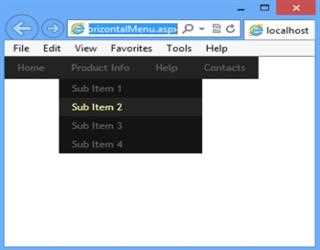 Horizontal Menu using JQuery in ASP.Net