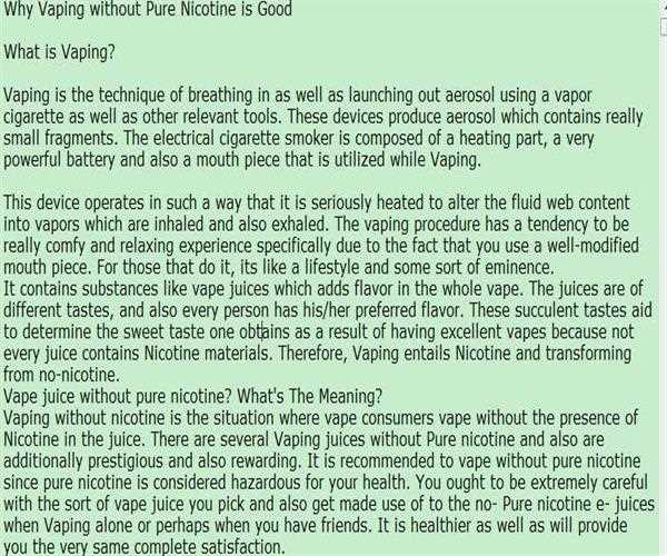 Why Vaping without Pure Nicotine is Good