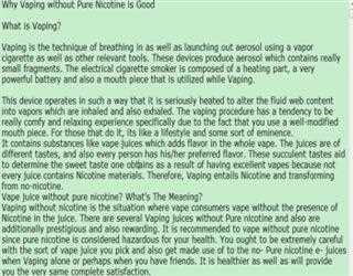 Why Vaping without Pure Nicotine is Good