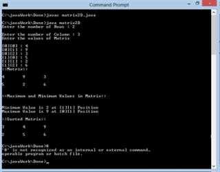 Two Dimensional array with its sorting using java