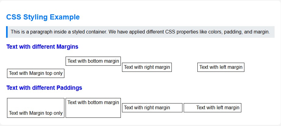 CSS Color, Margin, and Padding properties Example – MindStick