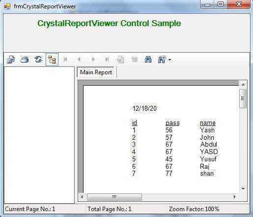 CrystalReportViewer Control in C#.Net