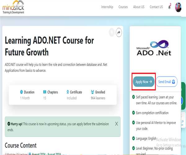 Full Guide for Applying for a Course in MindStick Training – MindStick