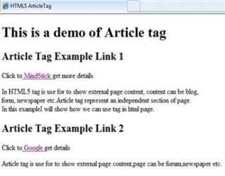 Article element in HTML5