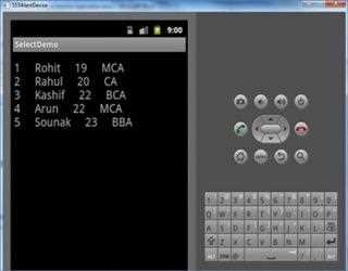 Select Query in Android Application