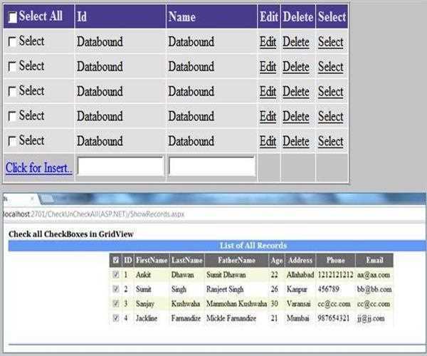 Select All CheckBox from Header CheckBox