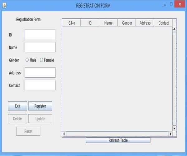 Simple Registration Form using JAVA Swing - Step2 (Connecting GUI with MySQL Database using JDBC)