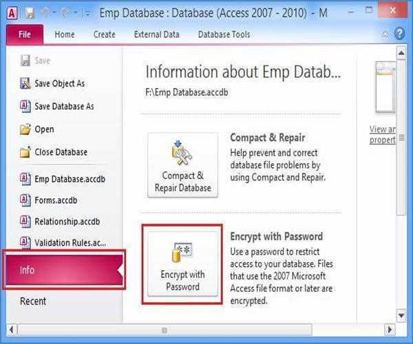 Set Password in Access Database – MindStick