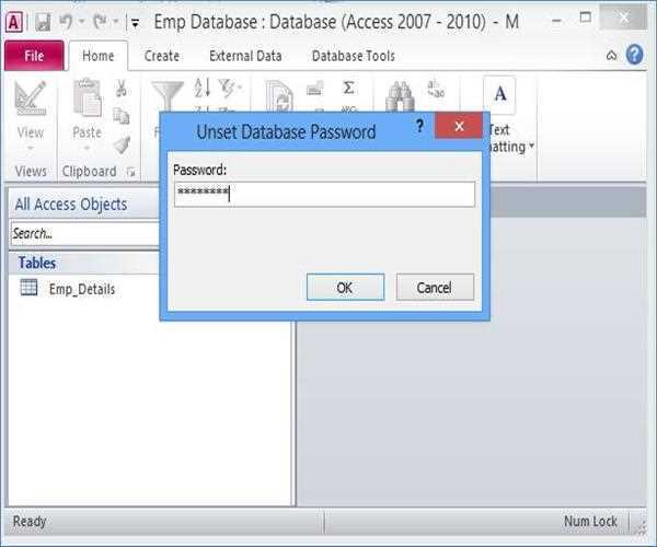 Set Password in Access Database – MindStick
