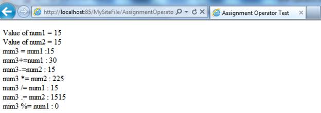 php assignment operator