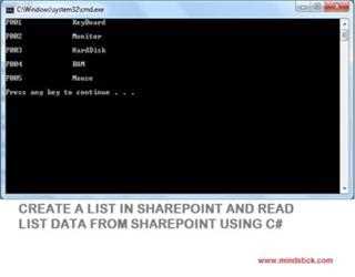 Create a list in SharePoint and Read list Data from SharePoint using C#