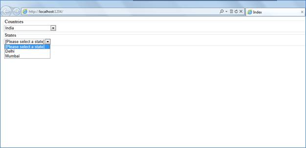 Cascading Dropdown list in ASP.Net MVC - MindStick
