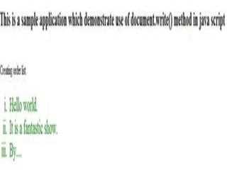 Writing statements on browser using java script