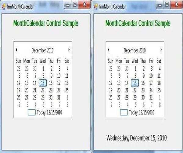 MonthCalendar Control in C#.Net