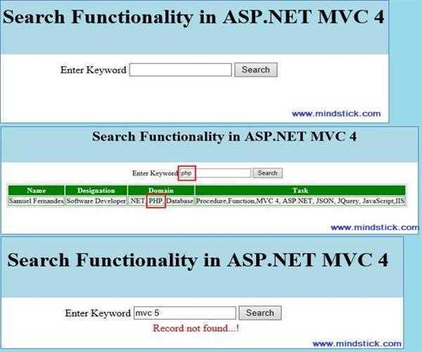 Search Functionality in ASP.NET MVC 4