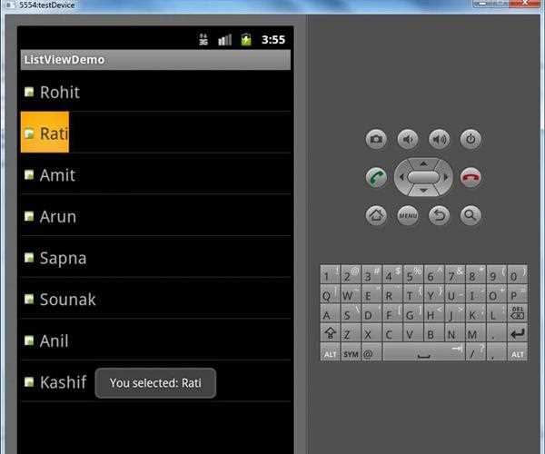 Using ListView in Android Application