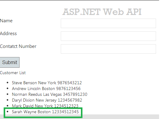 Calling Asp.Net Web API methods from Jquery in Asp.Net Mvc 4 - MindStick