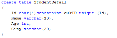 Constraint in SQL Server