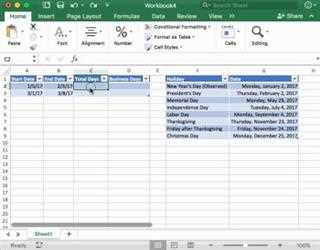 Count Workdays between Two Dates in Excel