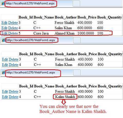 Update, Delete, Edit GridView in Asp.Net