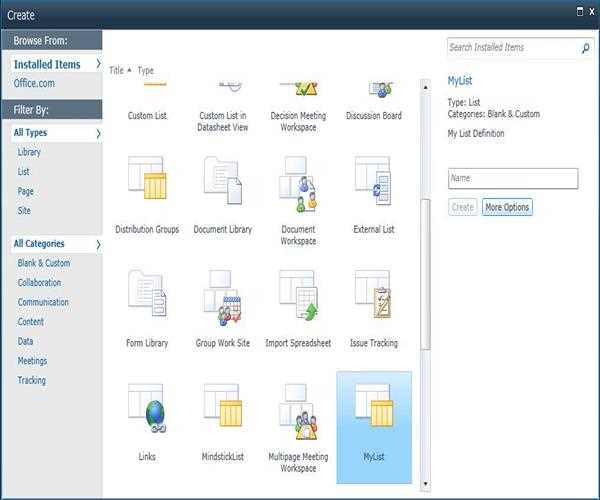 List Definition in SharePoint 2010