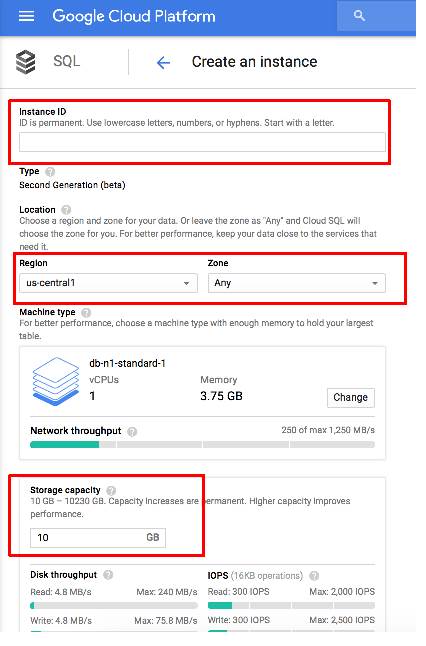 How to create SQL server database in google cloud ?