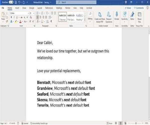 Microsoft Planning to Remove Calibri as the Default Font With New Ones!