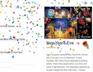 Google's Doodle, celebrating "New Year's Eve" 2022
