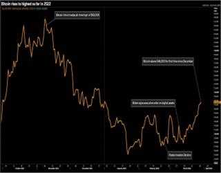 Bitcoin cools down after touching its highest this year