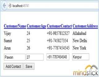 Add a new Row in WebGrid using MVC4