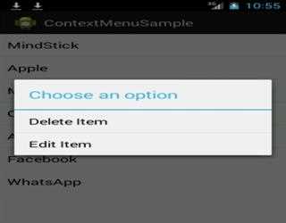 Displaying a Context Menu in Response of User Action