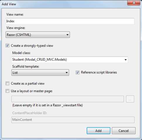 CRUD Operation Using Modal Dialog in ASP.NET MVC