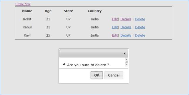 CRUD Operation Using Modal Dialog in ASP.NET MVC