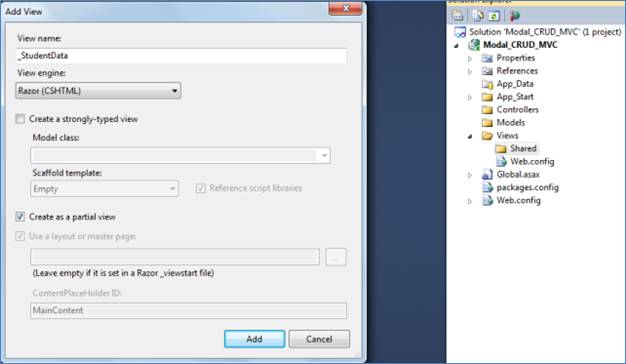 CRUD Operation Using Modal Dialog in ASP.NET MVC
