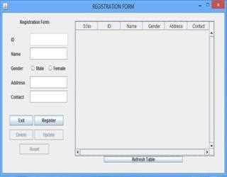 Simple Registration Form using JAVA Swing