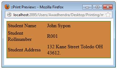 Print and Print Preview separately using HTML, CSS and JavaScript