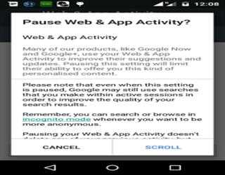 How to stop Google search history on Android