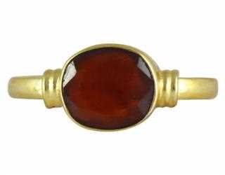 Natural Certified Hessonite Garnet (Gomed) Fine Panchdhatu Ring for Men & Boys