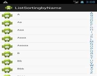 Sorting list with side bar