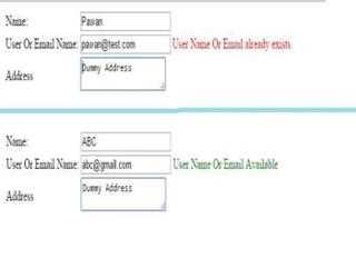 Check Availability of user name or email using ASP.NET, Ajax and Jquery