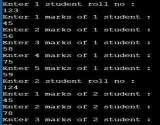 example of jagged array of storing student rollno and marks