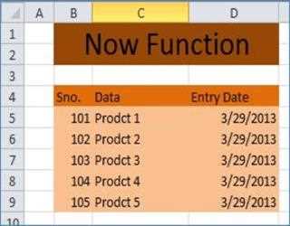 NOW Function in Excel