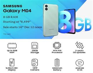 Samsung Galaxy M04 with 128GB storage and 5,000mAh battery Launched in India